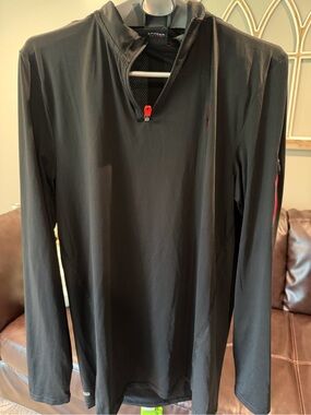 Spyder Black Long-Sleeve Quarter Zip Performance Top with Red Accents